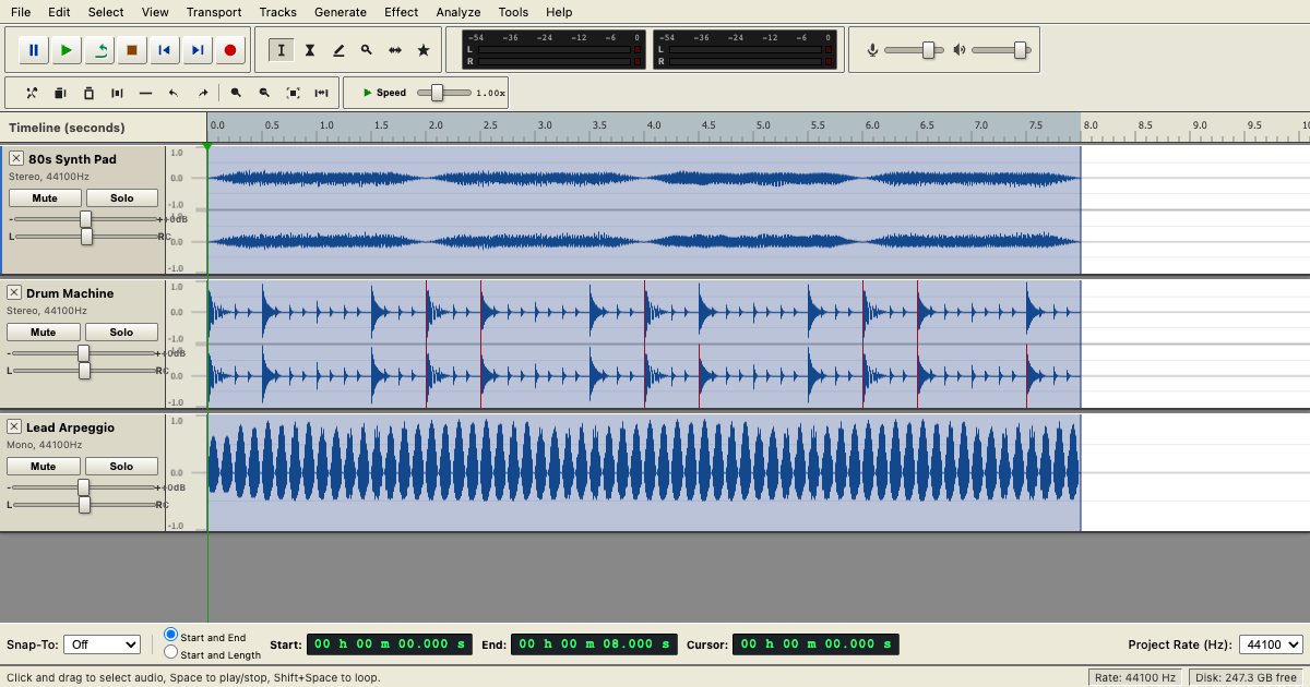 Screenshot of the Audacity demo