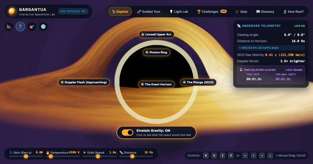 Screenshot of the Black Hole Simulation demo