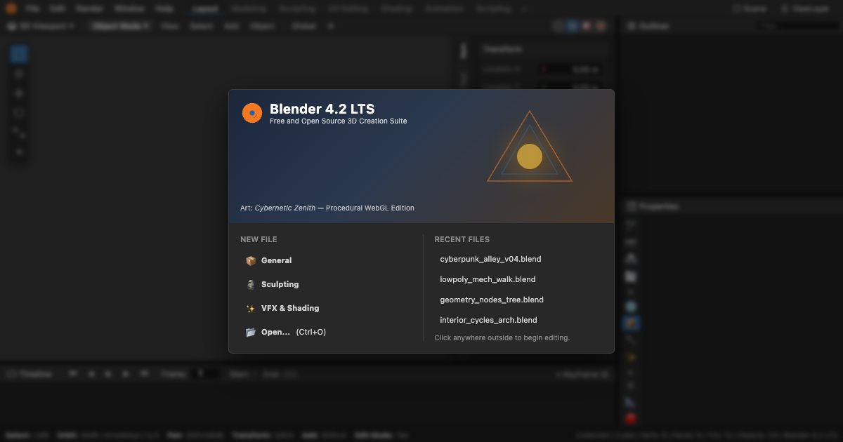 Screenshot of the Blender demo