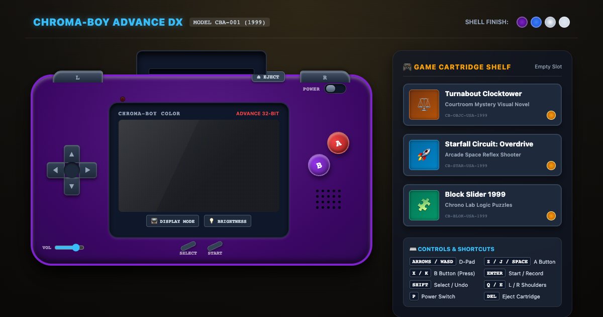 Screenshot of the Cartridge Game Console demo