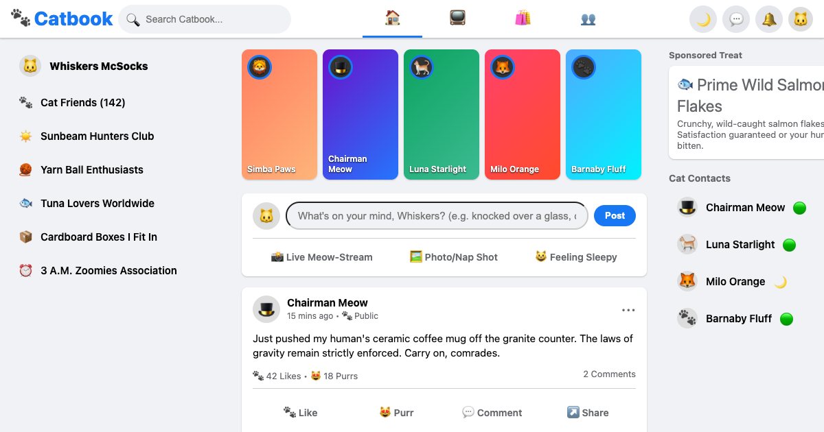 Screenshot of the Catbook demo