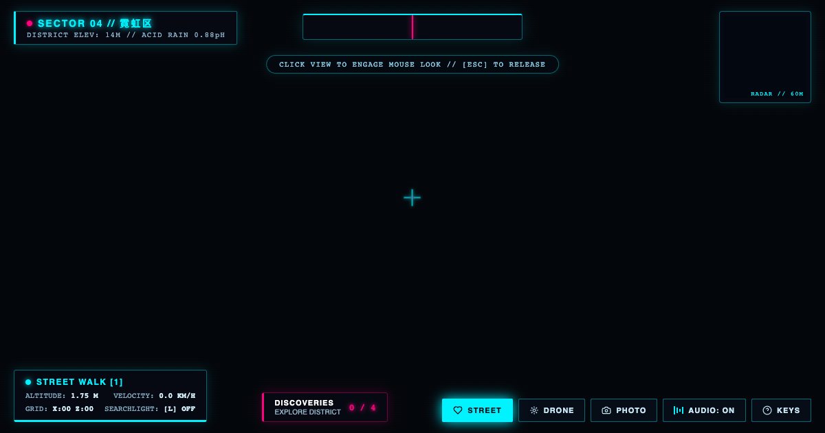 Screenshot of the Cyberpunk City Scene demo