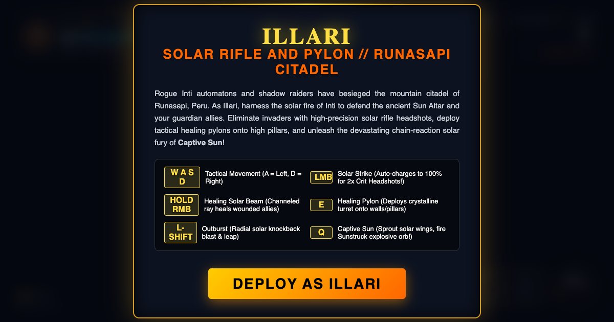Screenshot of the Illari Solar Rifle And Pylon demo