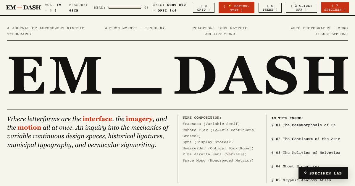 Screenshot of the Kinetic Typography Journal demo