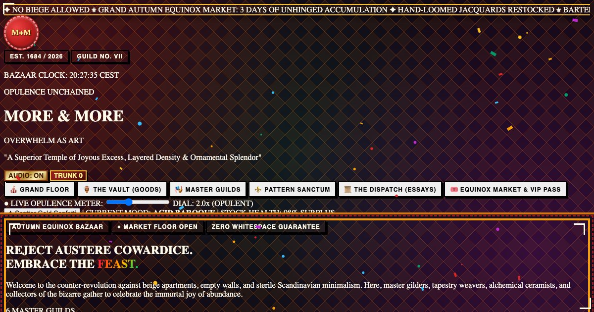 Screenshot of the Maximalist Bazaar demo