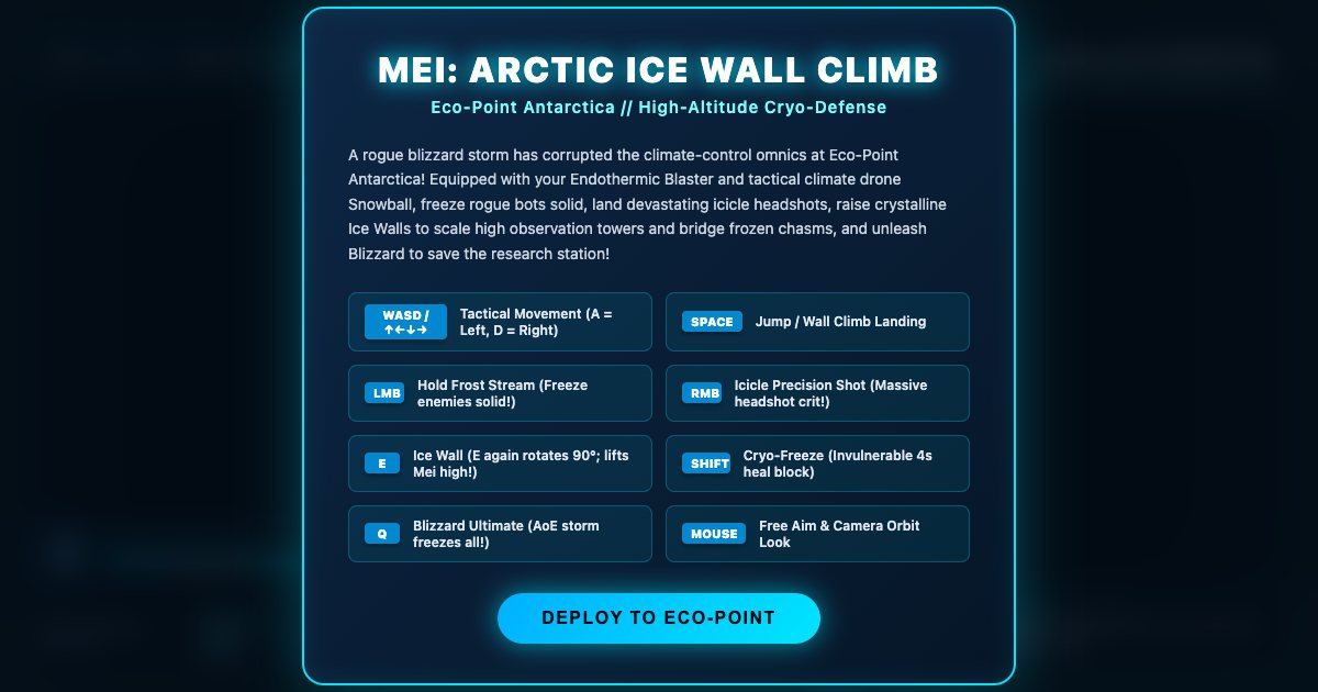 Screenshot of the Mei Arctic Ice Wall Climb demo