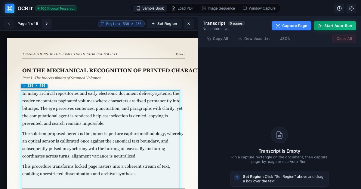 Screenshot of the Ocr It demo