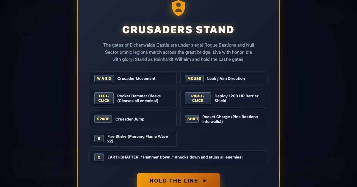Screenshot of the Reinhardt Crusaders Stand demo