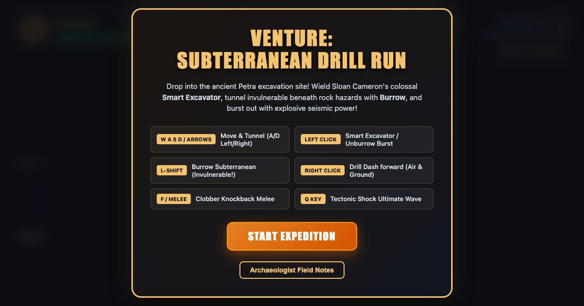 Screenshot of the Venture Subterranean Drill Run demo