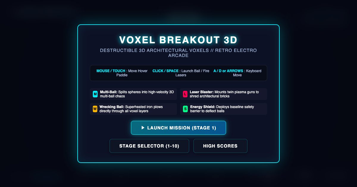 Screenshot of the Voxel Breakout demo