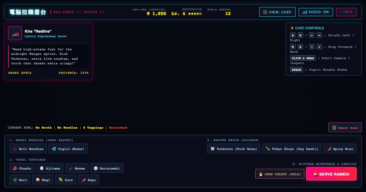 Screenshot of the Voxel Cyber Ramen demo