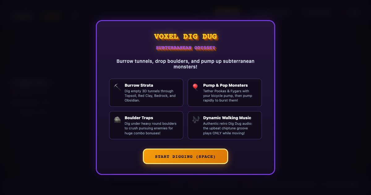 Screenshot of the Voxel Dig Dug demo