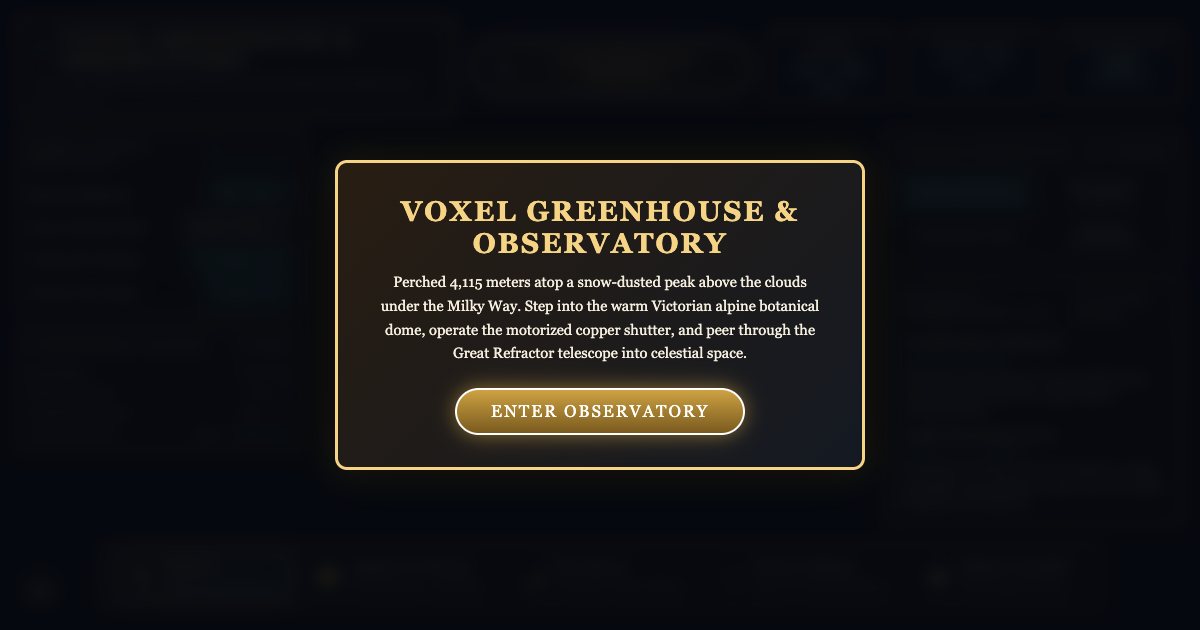 Screenshot of the Voxel Greenhouse Observatory demo