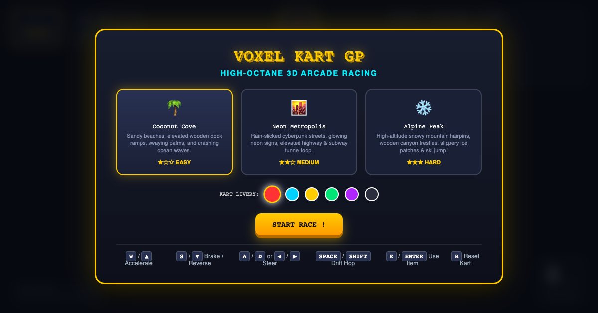 Screenshot of the Voxel Kart demo