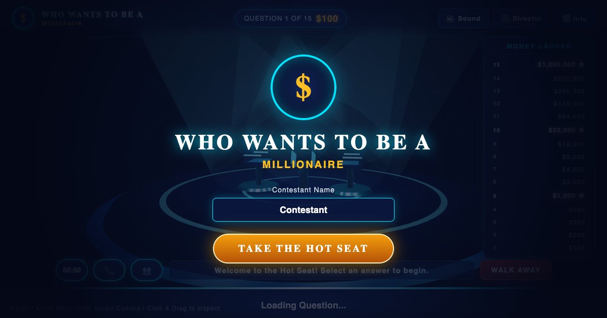 Screenshot of the Who Wants To Be A Millionnaire demo